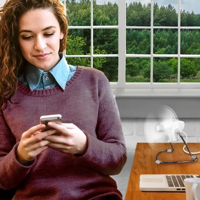 Alt view image 3 of 6 - Caframo Chinook, 707CHWBX, 2-Speed Desk Fan Cage Free, Easy to Clean Soft Blades, Canadian Made, 8.8" Blade, White