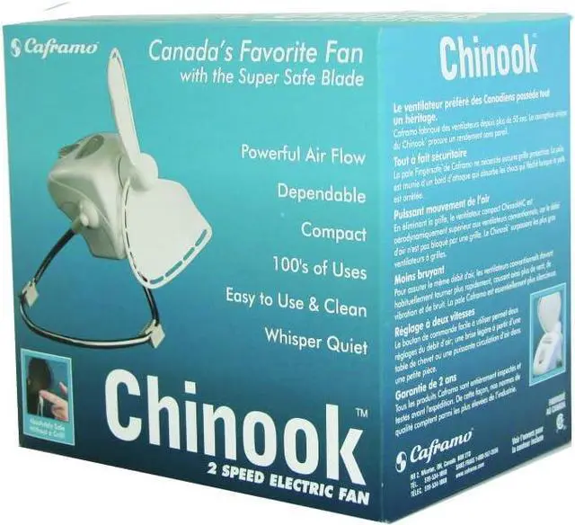 Alt view image 2 of 6 - Caframo Chinook, 707CHWBX, 2-Speed Desk Fan Cage Free, Easy to Clean Soft Blades, Canadian Made, 8.8" Blade, White