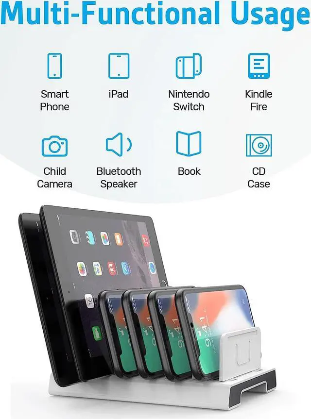 Alt view image 2 of 7 - Unitek Adjustable Universal Multi Device Organizer Dock Stand Holder Compatible for iPhone, iPad, Kindle, Fire Tablet, Samsung Galaxy, Google Nexus, Pixel, All Electronic Devices-No Charging Port