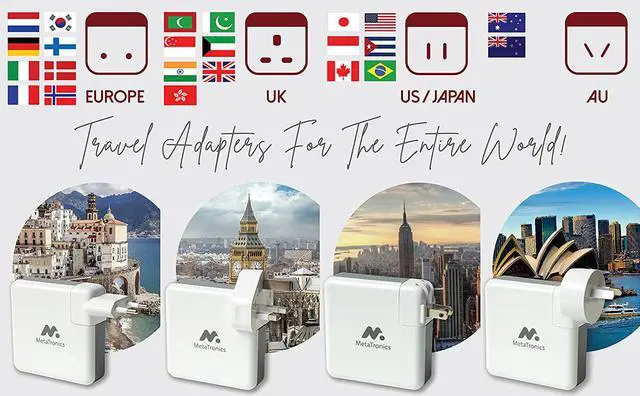 Alt view image 2 of 6 - MetaTronics Omni Charger 4 in 1 Travel Charger Power Bank with Global Adapter Kit | 4in1 Powerbank Features Wall Charging, Wireless Charging, 6700mah Powerbank, and 4 Travel Adapters