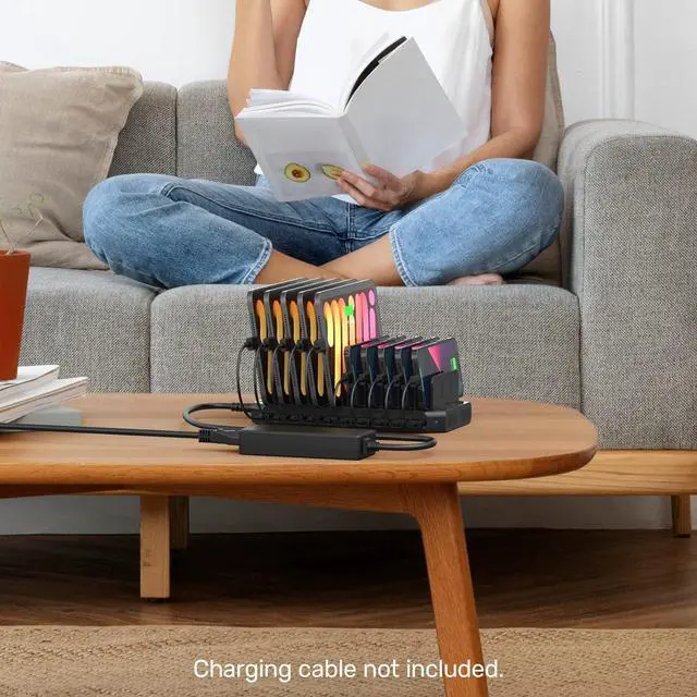Alt view image 7 of 7 - Alxum USB Fast Charging Station with Quick Charge 3.0, 10 Port Charging Stand for Multiple Devices, Compatible with iPad, iPhone, Samsung Galaxy, Black
