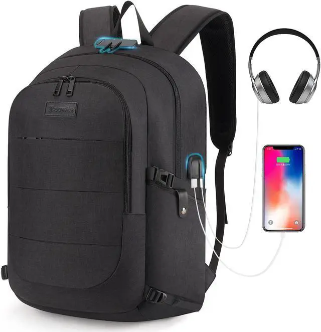 Alt view image 3 of 7 - Tzowla Travel Laptop Backpack Water Resistant Anti-Theft Bag with Lock | 15.6 Inch Computer Business Backpacks with Giant Tumbler Holder Pocket for Women Men Work College Gift,Casual Daypac,Black
