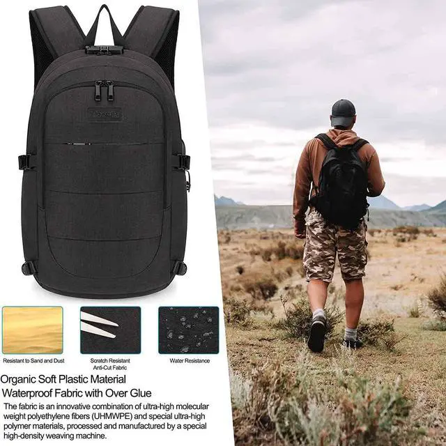 Alt view image 6 of 7 - Tzowla Travel Laptop Backpack Water Resistant Anti-Theft Bag with USB Charging Port and Lock 17.3 Inch Computer Business Backpacks for Women Men College School Student Gift,Bookbag Casual Daypack