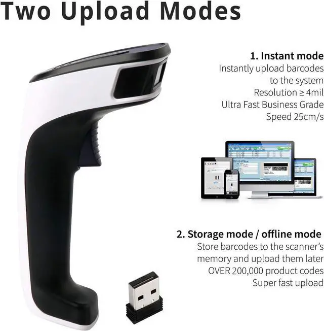 Alt view image 6 of 7 - Portable Wireless Bluetooth Barcode Scanner: 3-in-1 Hand Scanners - Cordless, Rechargeable 1D and 2D Scan Gun for Inventory Management - Wireless, Handheld, USB Bar Code/QR Code Reader