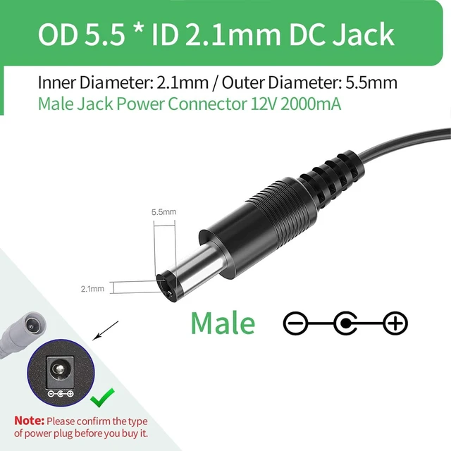 Alt view image 2 of 7 - AC to DC 12V 2A Power Supply Adapter 5.5mm x 2.1mm Plug