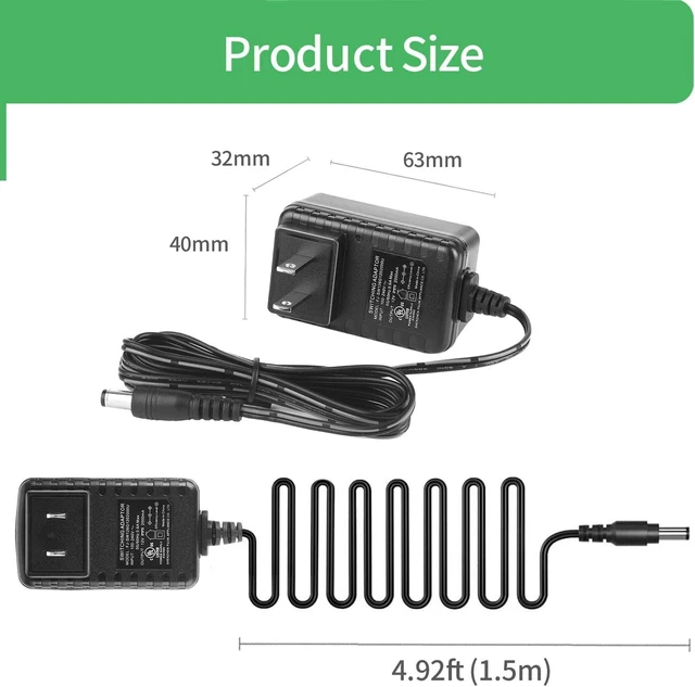Alt view image 4 of 7 - AC to DC 12V 2A Power Supply Adapter 5.5mm x 2.1mm Plug