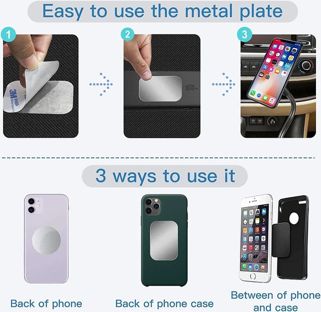 Alt view image 3 of 6 - Phone Metal Plates for Magnetic Car Mount, Wall, Phone Holder. Replacement Set of 16 Silver Round Iron Discs Without Holes. 3M Adhesive Thin Steel Cell Phone Case Back Magnet Stickers 16 Pack.