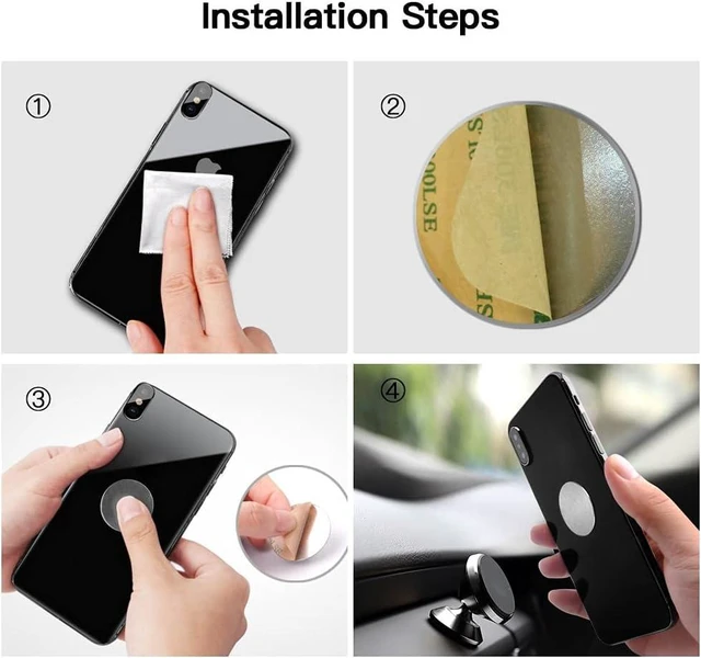 Alt view image 6 of 6 - Phone Metal Plates for Magnetic Car Mount, Wall, Phone Holder. Replacement Set of 16 Silver Round Iron Discs Without Holes. 3M Adhesive Thin Steel Cell Phone Case Back Magnet Stickers 16 Pack.