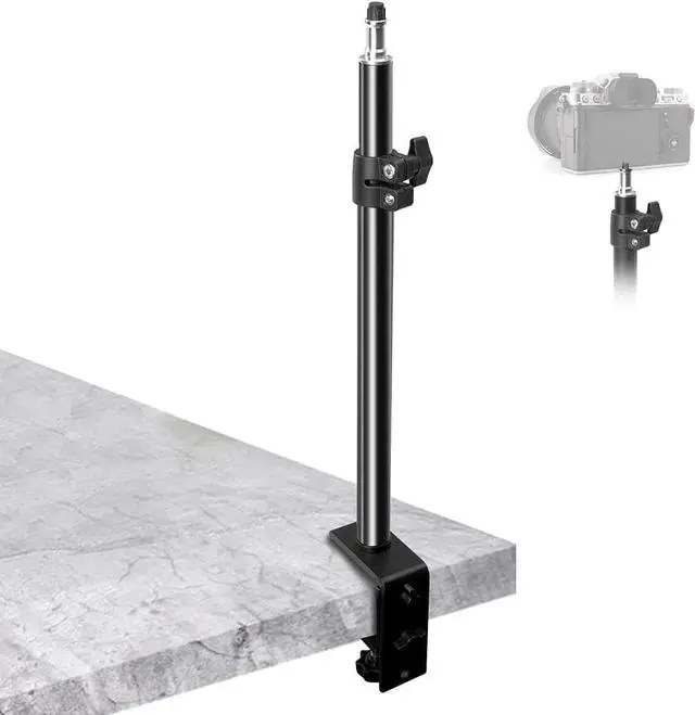 Main image of Desk Mount Stand Camera Desk Mount Stand Adjustable 14-24 inch Table Multi Mount Stand Padded Desk Clamp with Standard 1/4'' Screw Tip for DSLR Camera, Panel Lights, Ring L
