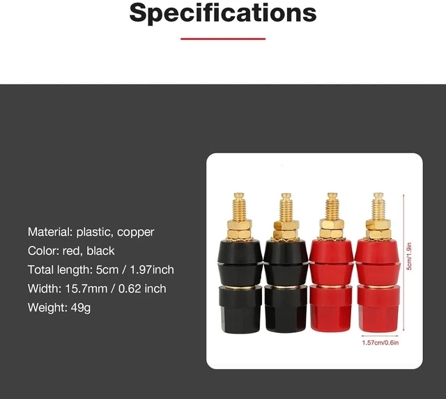 Alt view image 5 of 6 - 4 Pcs Banana Socket Test Probe Audio Speaker Terminal Binding Post Banana Plug Jack Socket Adapter Connector 4mm Panel Mount Banana Socket Black and Red