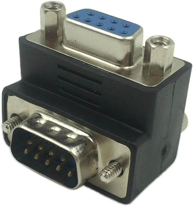 Main image of 90 Degree DB9 9 Pin RS 232 Male to Female Serial Gender Changer Extension Cable Converter Adapter Coupler