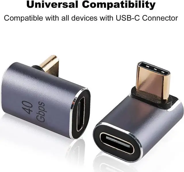 Alt view image 5 of 6 - 90 Degree USB-C Male to Female Adapter 2 Pack Right Angle 100W Type-C Adapter Extender for Steam Deck ROG Ally Switch Notebook Computers Tablet and Mobile Phones (Metallic Purple)