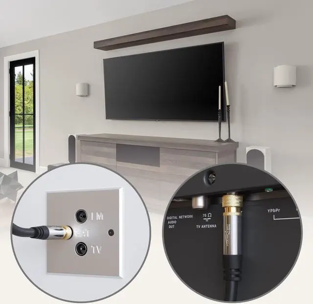 Alt view image 3 of 6 - CableDirect  SAT Cable, coaxial Cable, Satellite Cable  TV Cable with Multi-Layer Shielding and Break-Proof Metal F connectors  25ft (HDTV, Radio, DVB-T, DVB-C, DVB-S, DVB-S2)