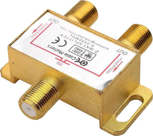 Alt view image 4 of 5 - 2-Pack 2.4 Ghz 2 Way Coaxial Cable Splitter for STB TV Antenna and MoCA Network - All Port Power Passing - Gold Plated and Corrosion Resistant