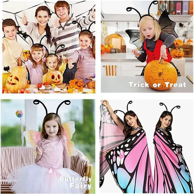 Alt view image 3 of 6 - Butterfly Antenna Headband For Girls Women Bug Antenna Headband Black Velvet Headband