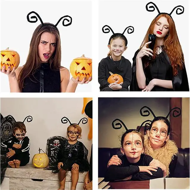 Alt view image 4 of 6 - Butterfly Antenna Headband For Girls Women Bug Antenna Headband Black Velvet Headband