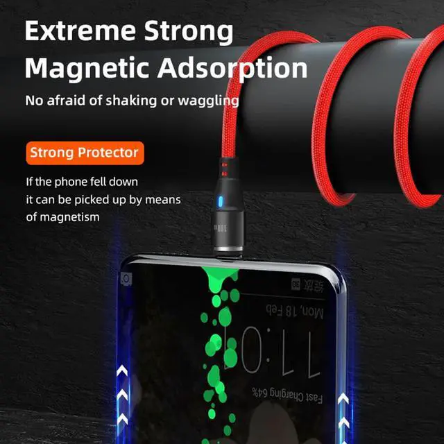 Alt view image 4 of 7 - 100W Magnetic Charging Cable, N 6 in 1 PD Fast Charge Data Transfer Cord, USBC Female USB A/C to Magnetic Head Tips for All Type C, Micro USB, Mobile Phones, Laptop, Tablet (6FT/2M, Red)