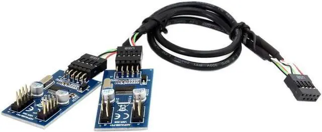 Alt view image 3 of 6 - a Internal 9-Pin USB 2.0 Splitter 1 Male to 4 Female Motherboard Pin to PC Case