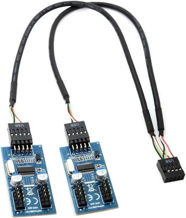 Alt view image 6 of 6 - a Internal 9-Pin USB 2.0 Splitter 1 Male to 4 Female Motherboard Pin to PC Case