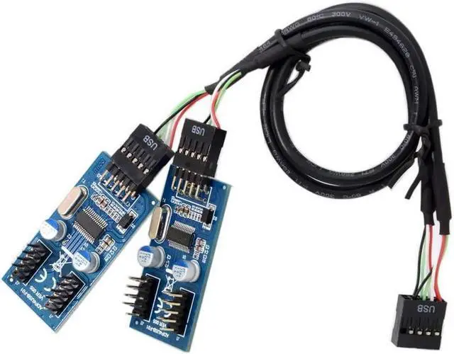 Alt view image 2 of 6 - a Internal 9-Pin USB 2.0 Splitter 1 Male to 4 Female Motherboard Pin to PC Case