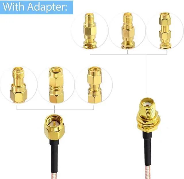 Alt view image 4 of 6 - Superbat SMA Male to SMA Female RF Coaxial Coax Cable 12inches + 5pcs RF Coax Adapter Kit, SMA Cable + SMA to SMA/RPSMA Adapter KIT for WiFi/Ham Radio/GPS/3G 4G LTE Antenna,LNA and etc