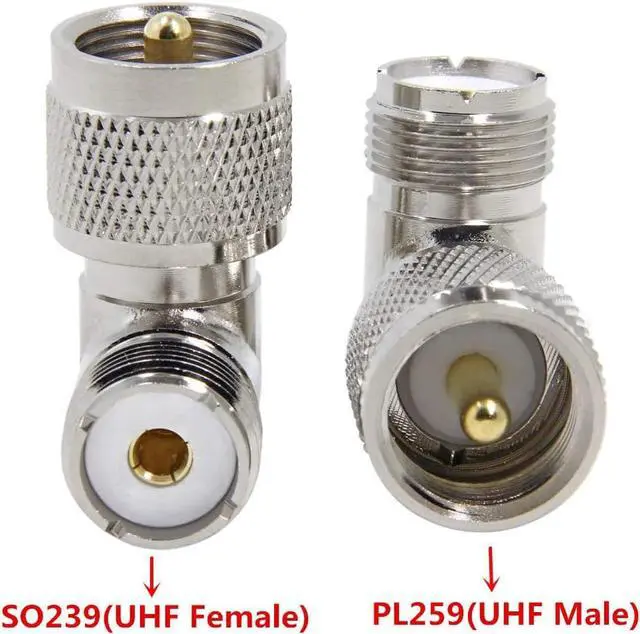 Alt view image 2 of 6 - PL259 Right Angle, 2-Pack R UHF Male to Female RF Coax Connector Adapter, 90 Degree Elbow for CB Ham Radio Antenna, Coaxial Cable