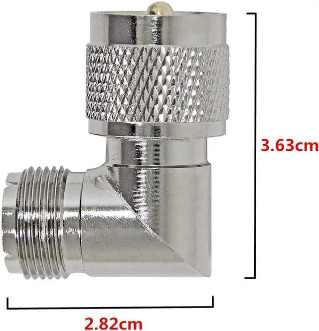 Alt view image 4 of 6 - PL259 Right Angle, 2-Pack R UHF Male to Female RF Coax Connector Adapter, 90 Degree Elbow for CB Ham Radio Antenna, Coaxial Cable