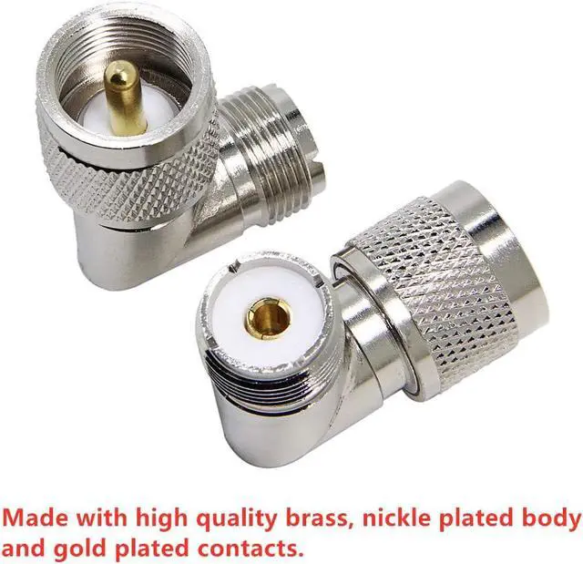 Alt view image 3 of 6 - PL259 Right Angle, 2-Pack R UHF Male to Female RF Coax Connector Adapter, 90 Degree Elbow for CB Ham Radio Antenna, Coaxial Cable