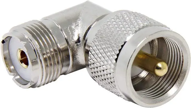 Alt view image 5 of 6 - PL259 Right Angle, 2-Pack R UHF Male to Female RF Coax Connector Adapter, 90 Degree Elbow for CB Ham Radio Antenna, Coaxial Cable