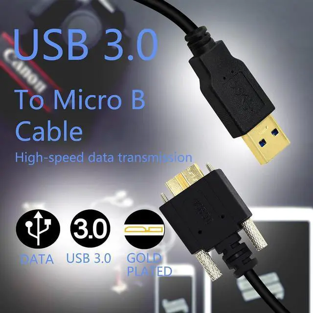 Alt view image 3 of 6 - 3M USB 3.0 A Male to Micro B Male Cable with Locking Screws for Hard Drive, Smartphone, Tablet and PC