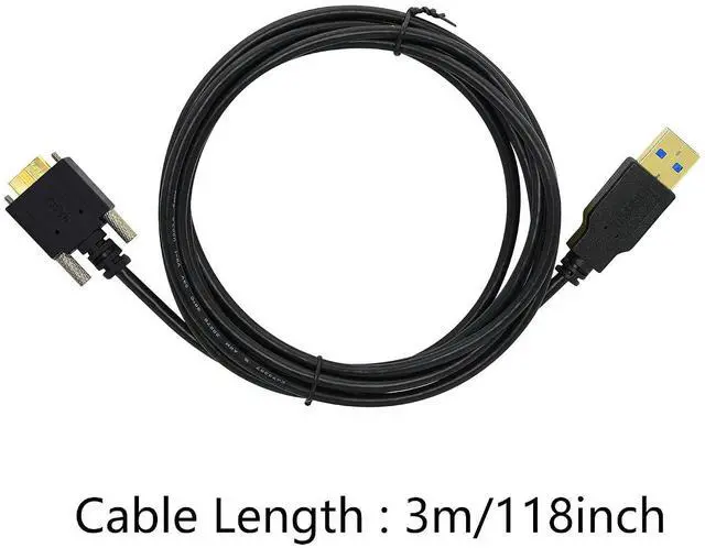 Alt view image 6 of 6 - 3M USB 3.0 A Male to Micro B Male Cable with Locking Screws for Hard Drive, Smartphone, Tablet and PC