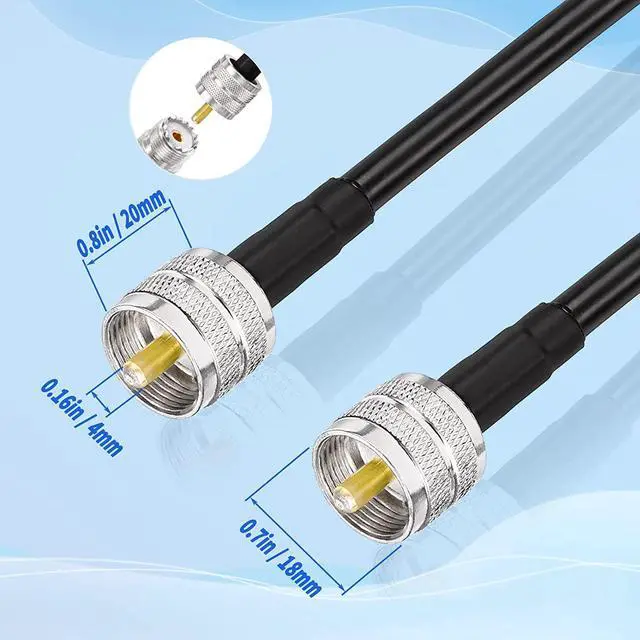 Alt view image 4 of 6 - Superbat PL-259 CB Jumper Cable UHF Male to Male Low Loss RG8X Coaxial Cable PL259 Jumper for UHF Duplexer SWR Meter HAM CB Radio Antenna Analyzer Dummy Load Coax Switch Tuner 2ft 2-Pack