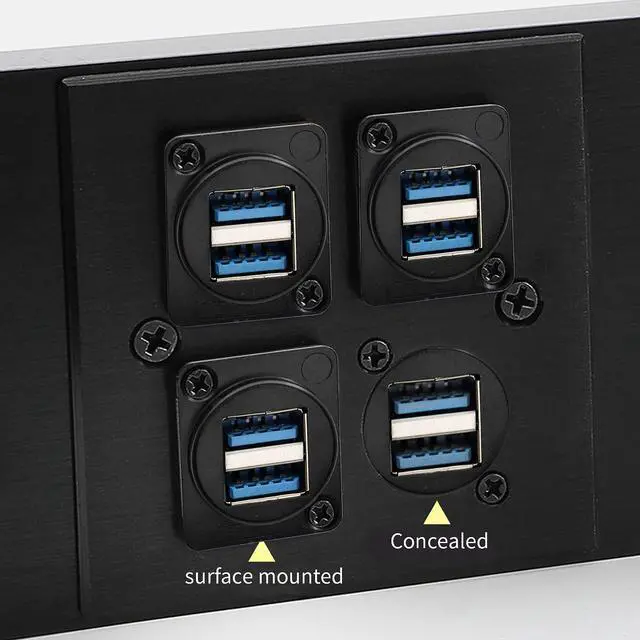 Alt view image 3 of 7 - QIANRENON USB 3.0 Socket Dual USB Panel Mount Solderless Connector, USB 3.0 Female to Female Coupler Socket USB Panel Mount Pass Through Adapte for Audio, Video and Optoelectronic Networker