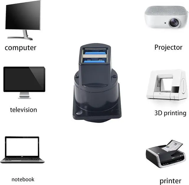 Alt view image 5 of 7 - QIANRENON USB 3.0 Socket Dual USB Panel Mount Solderless Connector, USB 3.0 Female to Female Coupler Socket USB Panel Mount Pass Through Adapte for Audio, Video and Optoelectronic Networker
