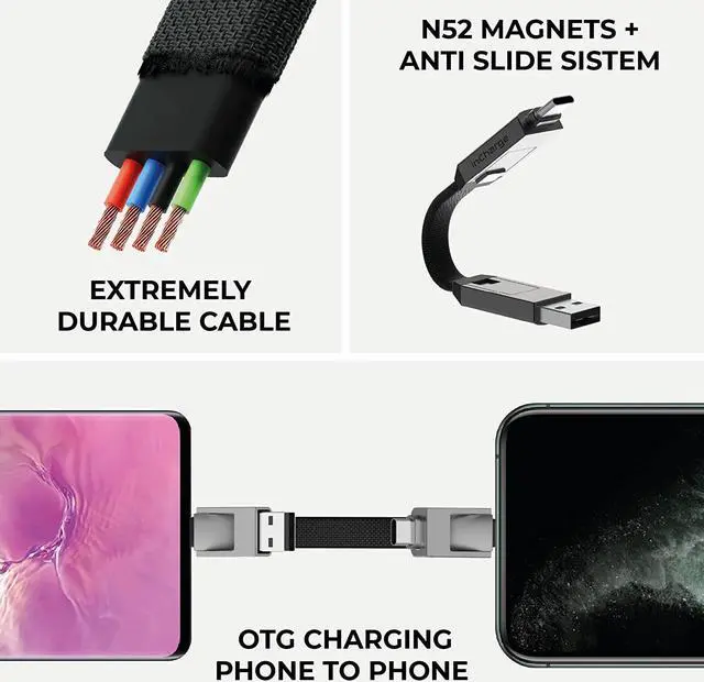 Alt view image 5 of 6 - Rolling Square inCharge 6 Portable Keychain Charger Cable, 6-in-1 Multi Charging Cable, Saturn Gold For Personal Computer