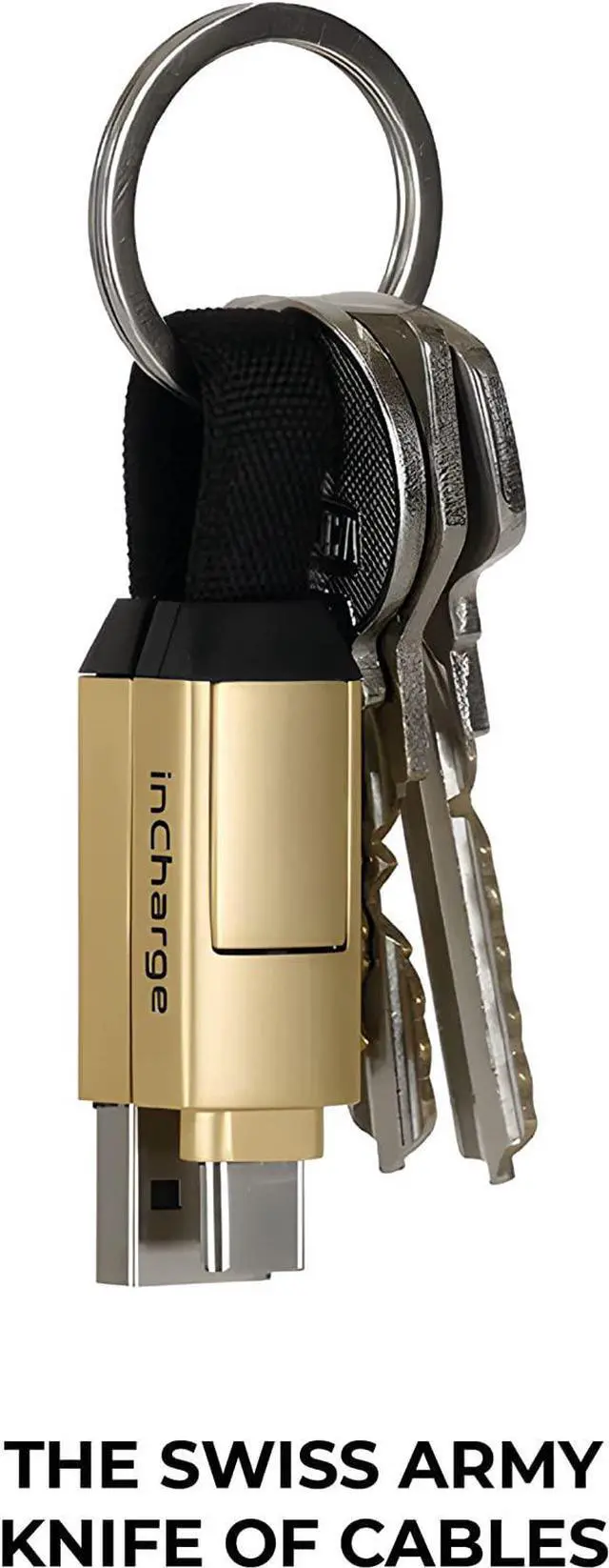 Alt view image 4 of 6 - Rolling Square inCharge 6 Portable Keychain Charger Cable, 6-in-1 Multi Charging Cable, Saturn Gold For Personal Computer