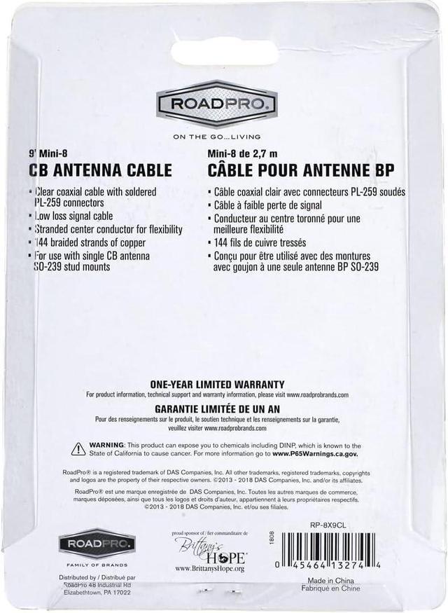 Alt view image 6 of 7 - RoadPro 9' Mini-8 PL-259 Coaxial Cable