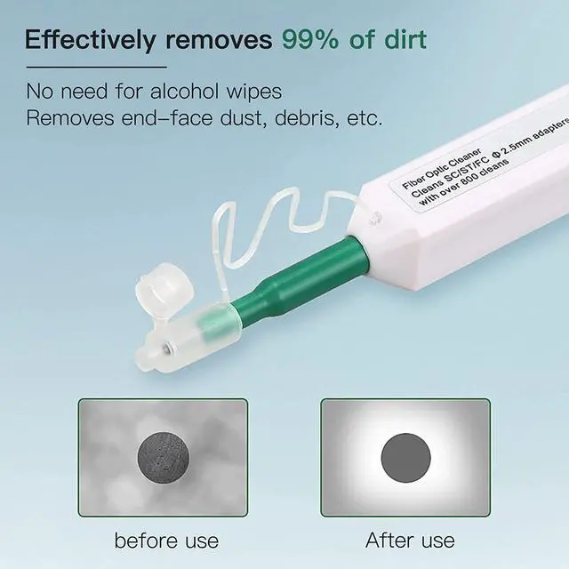Alt view image 4 of 7 - 2 Packs Fiber Cleaner Fiber Optical Tools Cleaning Pen for 2.5mm SC/ST/FC Connector Optical Connector Cleaner Over 800 Cleans Fiber Endface Cleans & Optical Connector Cleans