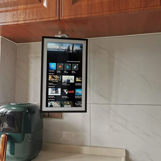 Alt view image 3 of 6 - Under-Cabinet Mount for Echo Show 15 Keeps Echo Off the Counter & Turns Side to Side, Ceiling or Under-Cabinet, Silver 026-02