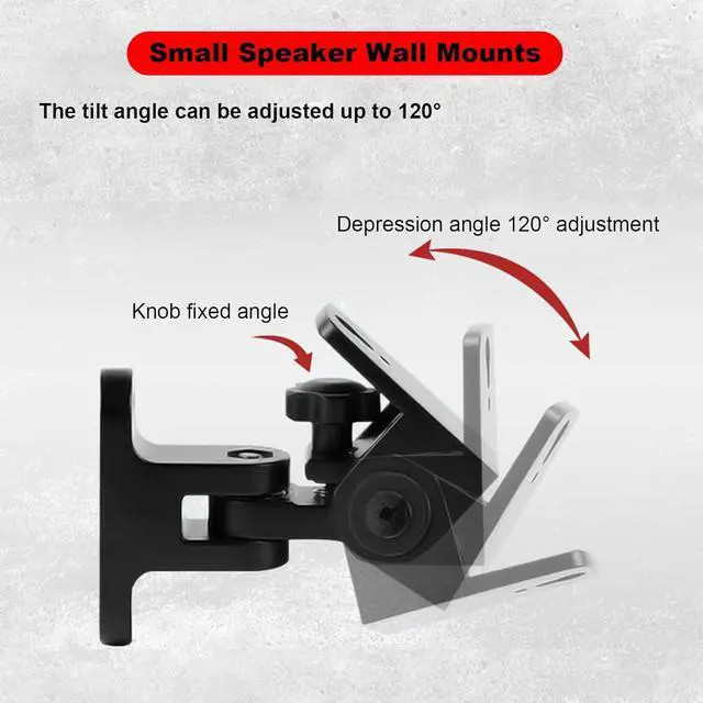 Alt view image 4 of 6 - BS-218pro Universal Speaker Wall Mount for Small Speakers ,Vertical 120°, Horizontal 180°Adjustment,Hold up to 30lbs,Compatible with Bose, JBL, KEF, Klipsch, Sony & Others(2 Packs Black)