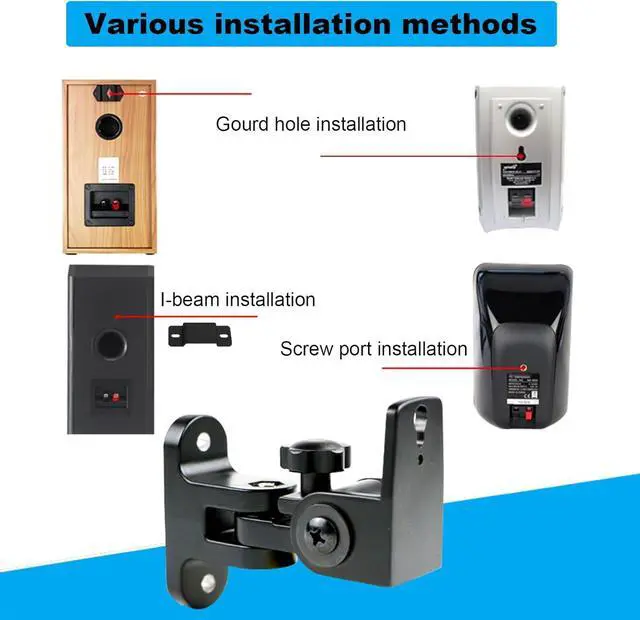 Alt view image 5 of 6 - BS-218pro Universal Speaker Wall Mount for Small Speakers ,Vertical 120°, Horizontal 180°Adjustment,Hold up to 30lbs,Compatible with Bose, JBL, KEF, Klipsch, Sony & Others(2 Packs Black)