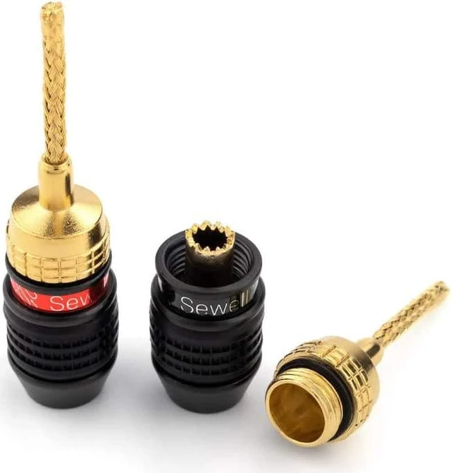 Alt view image 2 of 7 - Deadbolt Flex Pin Banana Plugs for Spring-Loaded Speaker Terminals, 12 Pairs Gold Plated