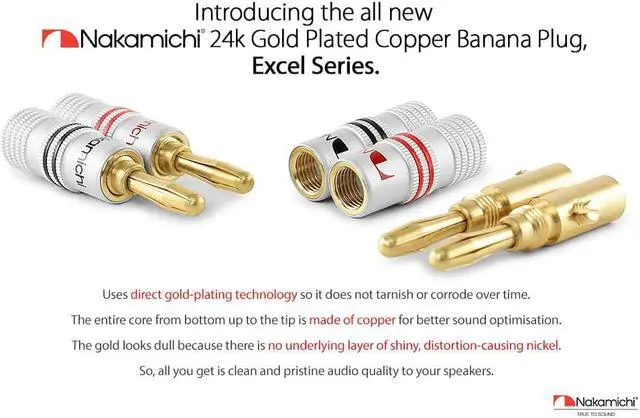 Alt view image 3 of 7 - Excel Series 24k Gold Plated Banana Plug 12-18 AWG Gauge Size 4mm for Speakers Amplifier Hi-Fi Receiver Stereo Home Theatre Audio Wire Cable Connector Set Screw Type 48 Pcs (24-Pairs)
