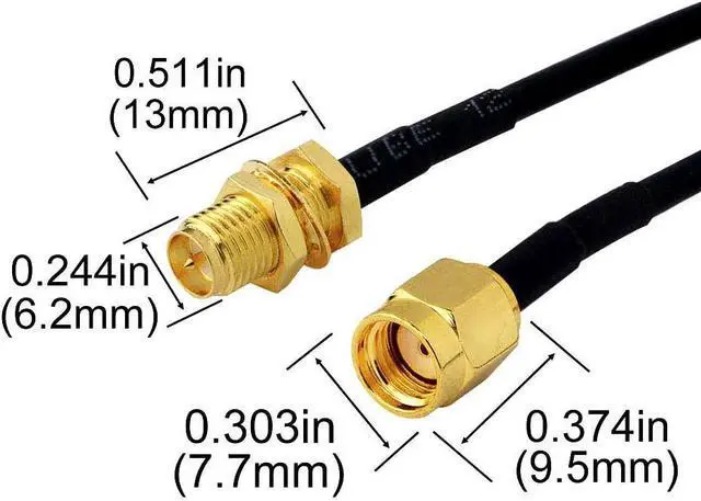 Alt view image 4 of 5 - B RP-SMA Coaxial Cable 6.5ft RG174 Cable RP SMA Male to RP SMA Female Low Loss Antenna Cable RP SMA Extension Cable for WiFi Antenna 4G etc, RG174 RP SMA Cable Male to Female Coax Cable 2M