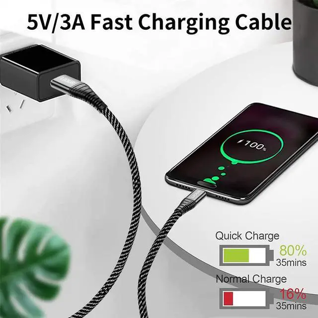 Alt view image 4 of 6 - Micro USB Cable Android, USB to Micro2.0 Cable (2er-Pack, 3 m), Nylon Braided Fast Charging Cable, Compatible with Samsung, Kindle, Android Phones, Galaxy S7 Edge, Moto G5, PS4 (Black).