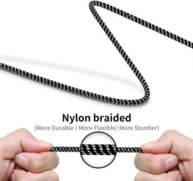Alt view image 6 of 6 - Micro USB Cable Android, USB to Micro2.0 Cable (2er-Pack, 3 m), Nylon Braided Fast Charging Cable, Compatible with Samsung, Kindle, Android Phones, Galaxy S7 Edge, Moto G5, PS4 (Black).
