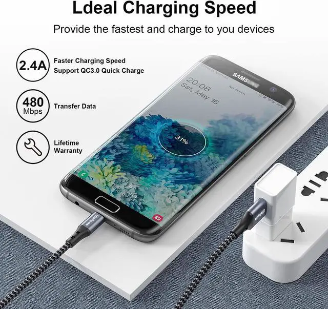 Alt view image 3 of 6 - Micro USB Cable, 2Pack 3.3ft USB A to Micro Fast Charging Cable Braided Android Fast Charger Cord Compatible for Samsung Galaxy S7 S6 J7 Edge Note 5, Kindle, PS4 Controller, Xbox,LG,Moto E5 E6 etc