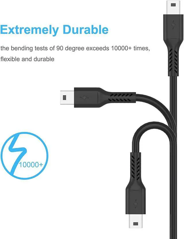 Alt view image 5 of 6 - 3ft Mini USB cable, 2 Pack USB 2.0 to mini b charger cord USB type A male Fast Charging cable Compatible with PS3 Controller, MP3 Player, Digital Camera, GPS Receiver, Dash Cam, Garmin GPS, Hero 3+