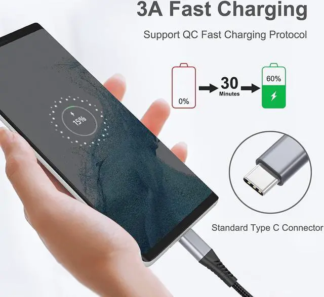 Alt view image 3 of 7 - 2FT USB C Cable Short 3 Pack Braided USB to USB C Cable 2 Foot USB Type C Cable Fast Charging Car Charger Android for iPhone 16 15 Pro Max  Galaxy S23 S22 Ultra Note 20 Moto LG Google Pixel
