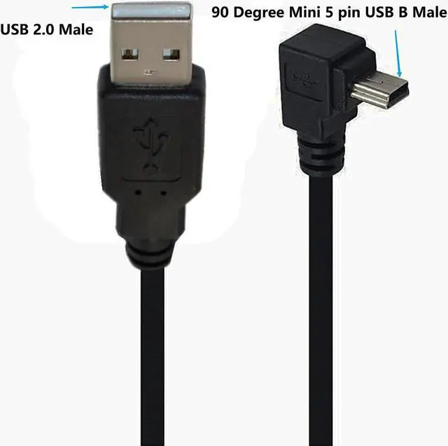 Alt view image 4 of 4 - S 90 Degree Mini USB Cable Angle Mini 5pin USB B Male to USB 2.0 Male Data Sync Charging Extension Cable for GPS Dash Cam Black Up Angle 4.9FT
